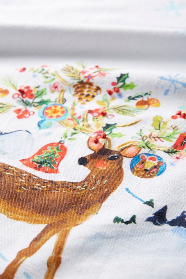 August Wren Decorated Deer Dish Towel #1