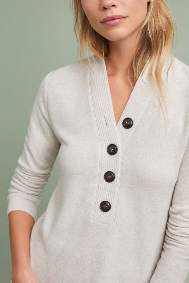 Buttoned Brushed Fleece Pullover #3