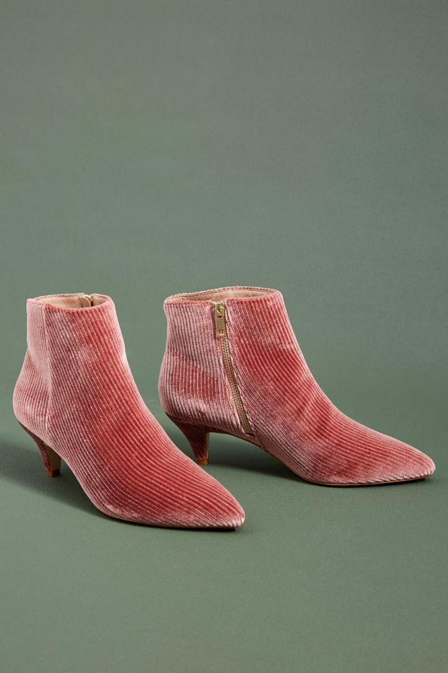 Anthropologie Velvet Kitten-Heeled Booties #1