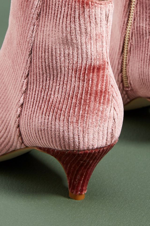 Anthropologie Velvet Kitten-Heeled Booties #3
