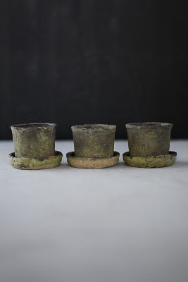 TERRAIN EARTH FIRED CLAY MINI POT + SAUCER, SET OF 3 