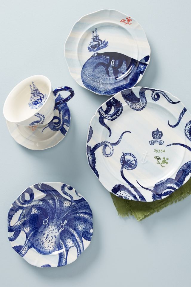 From The Deep Dinner Plates, Set of 4 Anthropologie