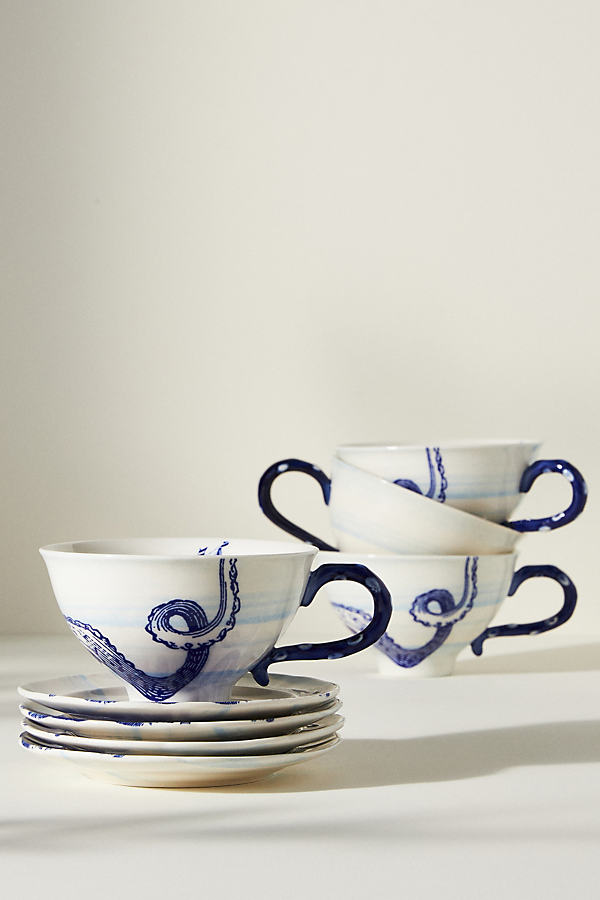 From The Deep Teacups & Saucers, Set of 4
