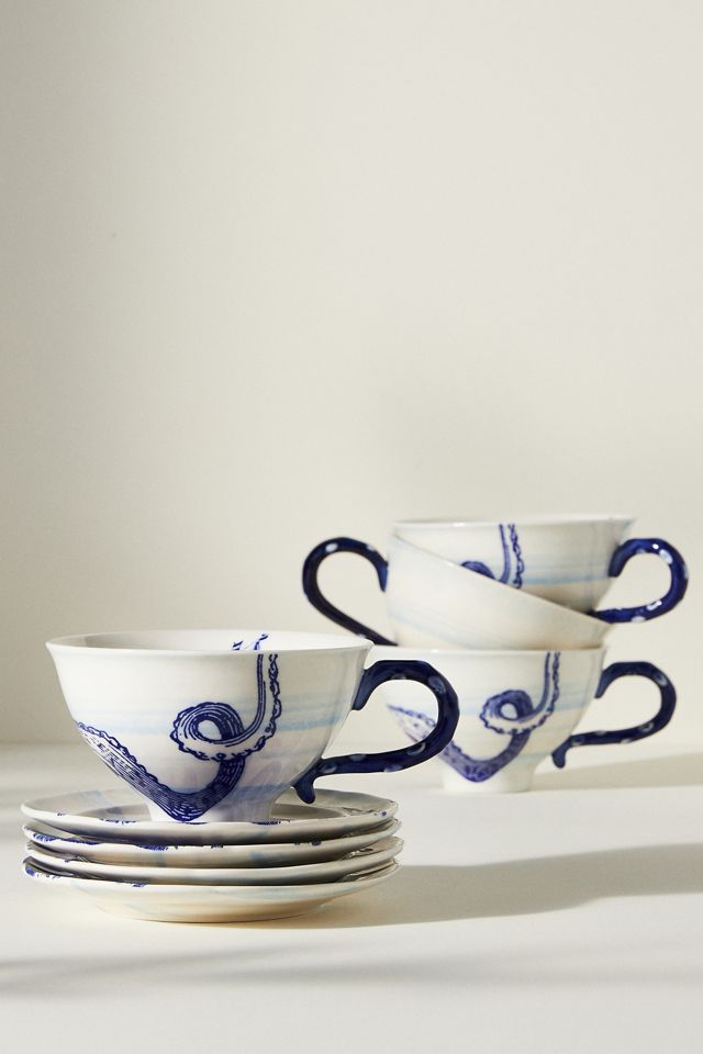 Set 4 Coffee Cups & Saucers