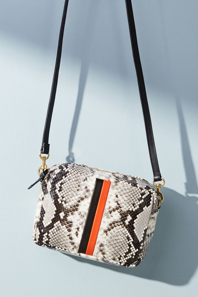 Clare V. Midi Sac Snake Embossed Leather Crossbody Bag