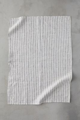 Terrain Lithuanian Tea Towel, Thin Stripe In White