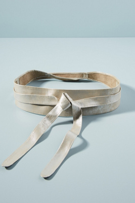 Ada Handmade Leather Wrap Belt In Silver