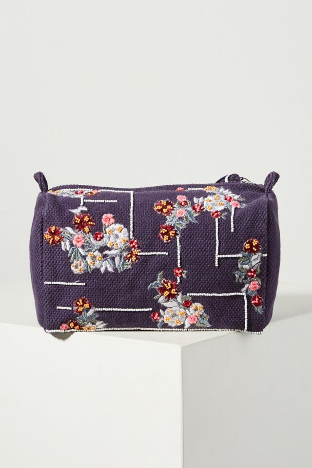 Floral Embroidered Cosmetic Case #1
