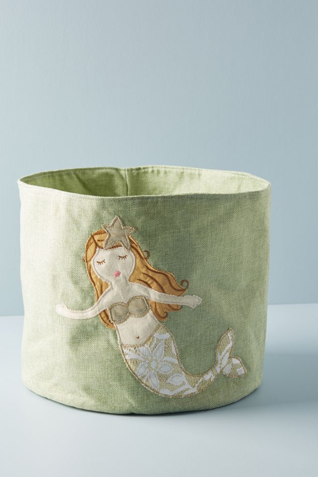 Embroidered Mermaid Mini Toy Bin #1