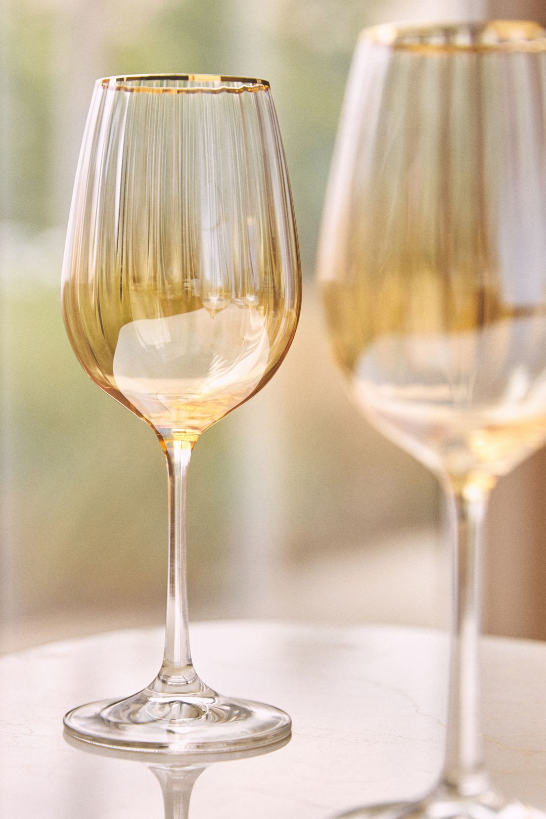 Waterfall 24k Gold Accent Wine Glasses, Set of 4 - HONEY, Set Of 4