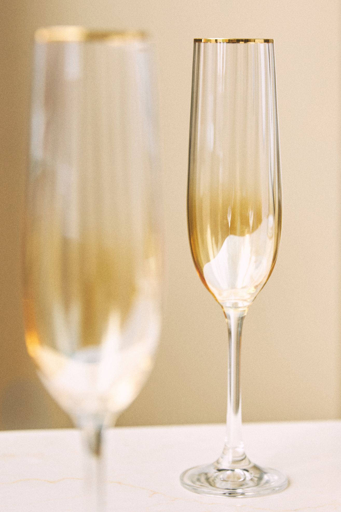 Waterfall 24k Gold Accent Flutes, Set of 4 - HONEY, Set Of 4