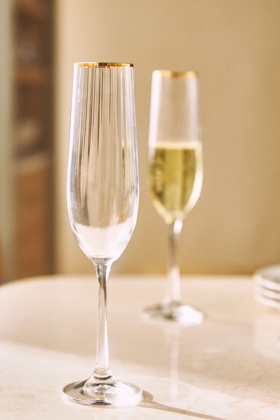Waterfall 24k Gold Accent Flutes, Set of 4 - Clear, Set Of 4