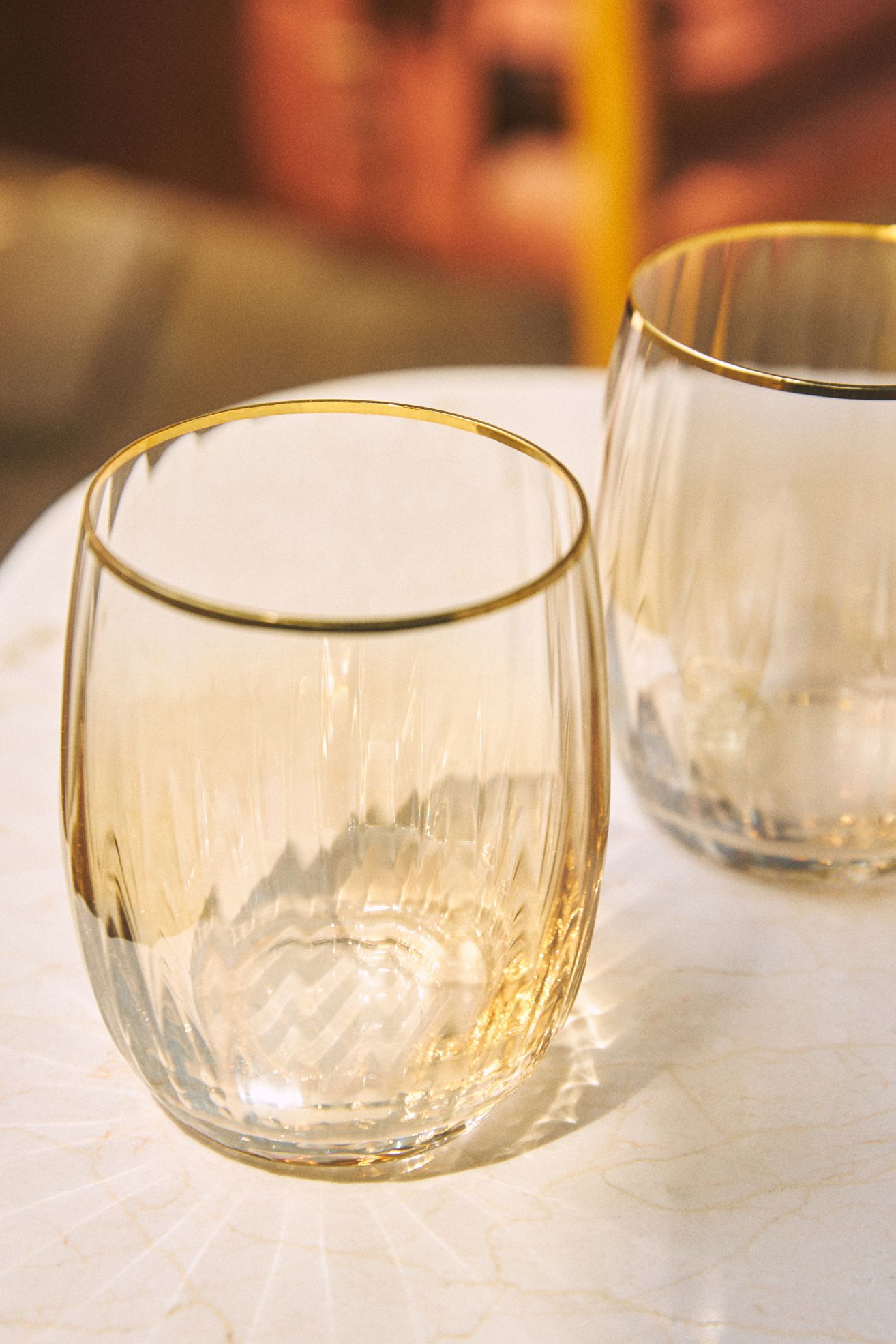 Waterfall Stemless Wine Glasses, Set of 4 - Honey, Standard, Set Of 4