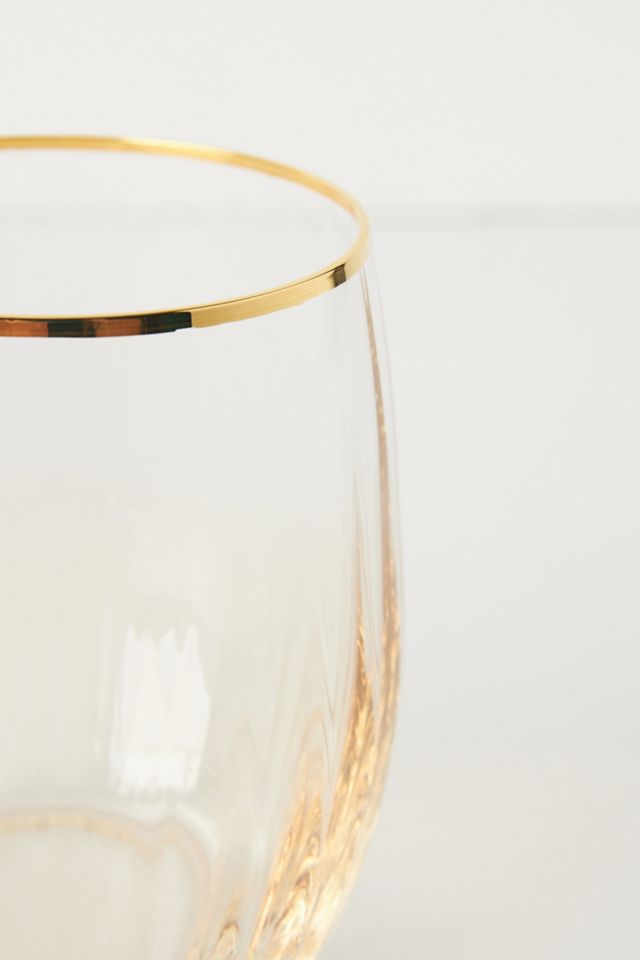Waterfall 24k Gold Accent Stemless Wine Glasses, Set of 4 #1