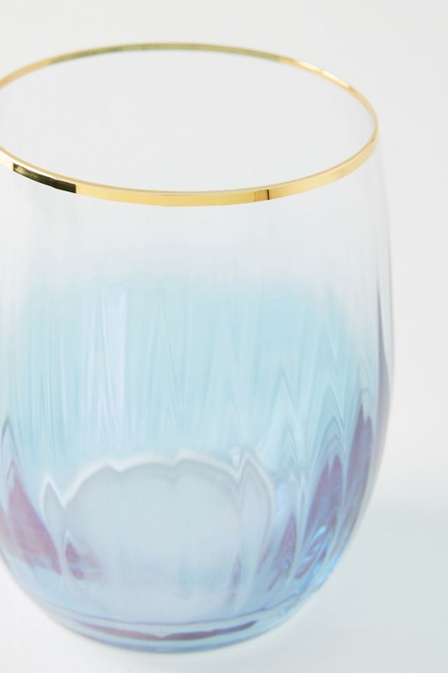 Waterfall 24k Gold Accent Stemless Wine Glasses, Set of 4 #1