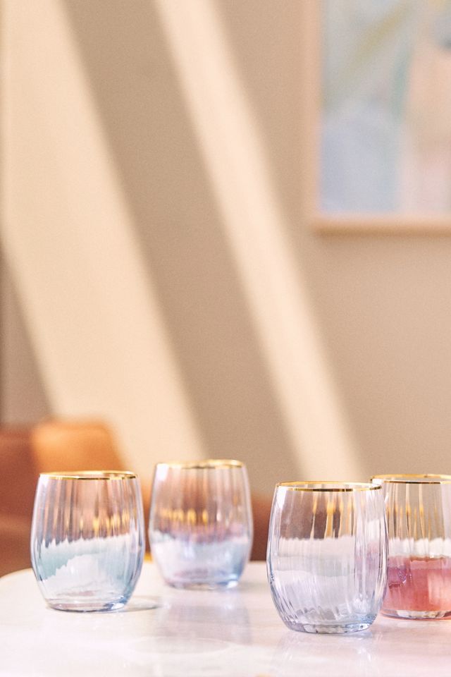 Waterfall 24k Gold Accent Stemless Wine Glasses, Set of 4 #2