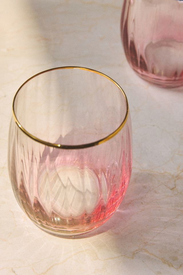 Waterfall 24k Gold Accent Stemless Wine Glasses, Set of 4 #1