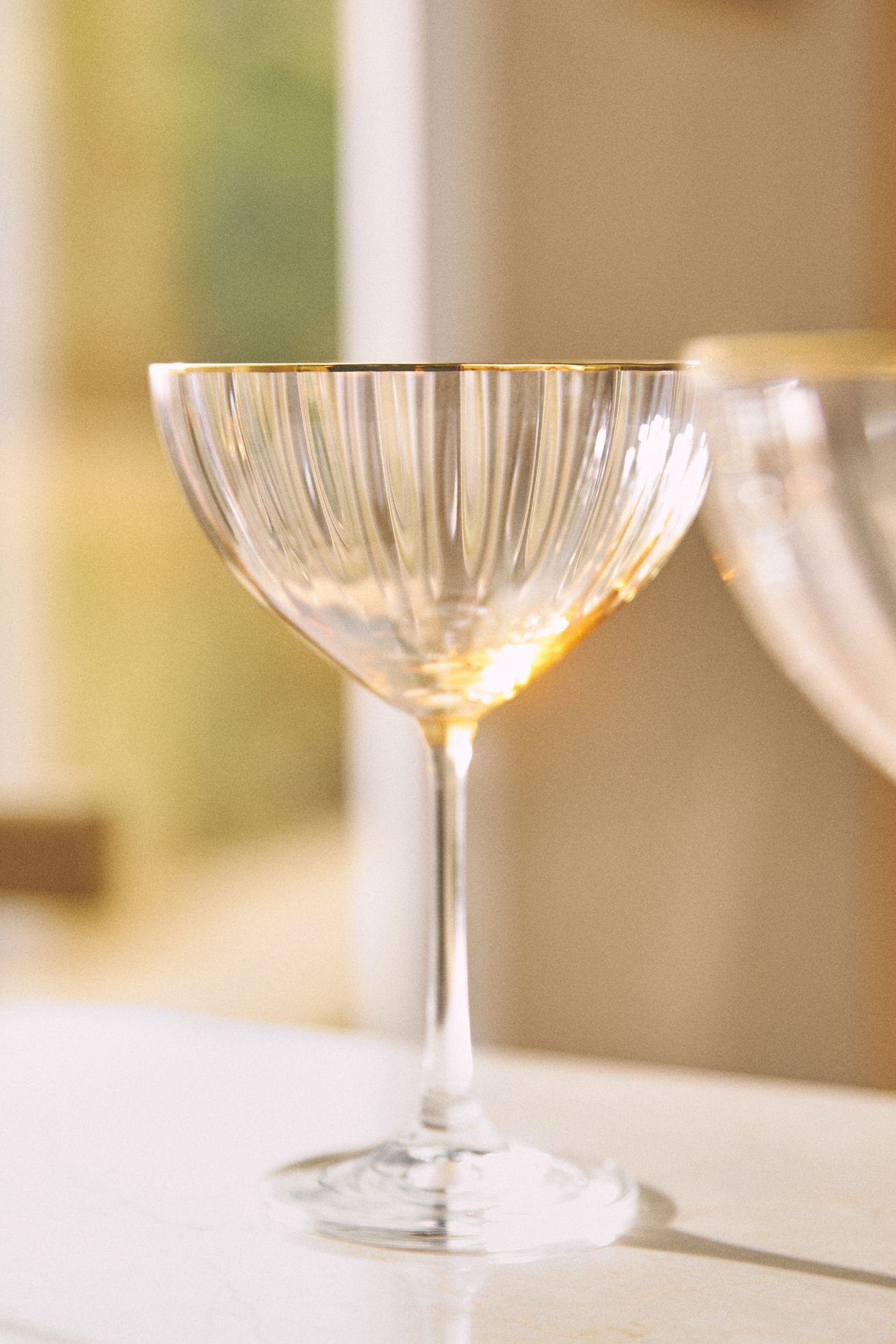 Waterfall 24k Gold Accent Coupe Glasses, Set of 4 - HONEY, Set Of 4