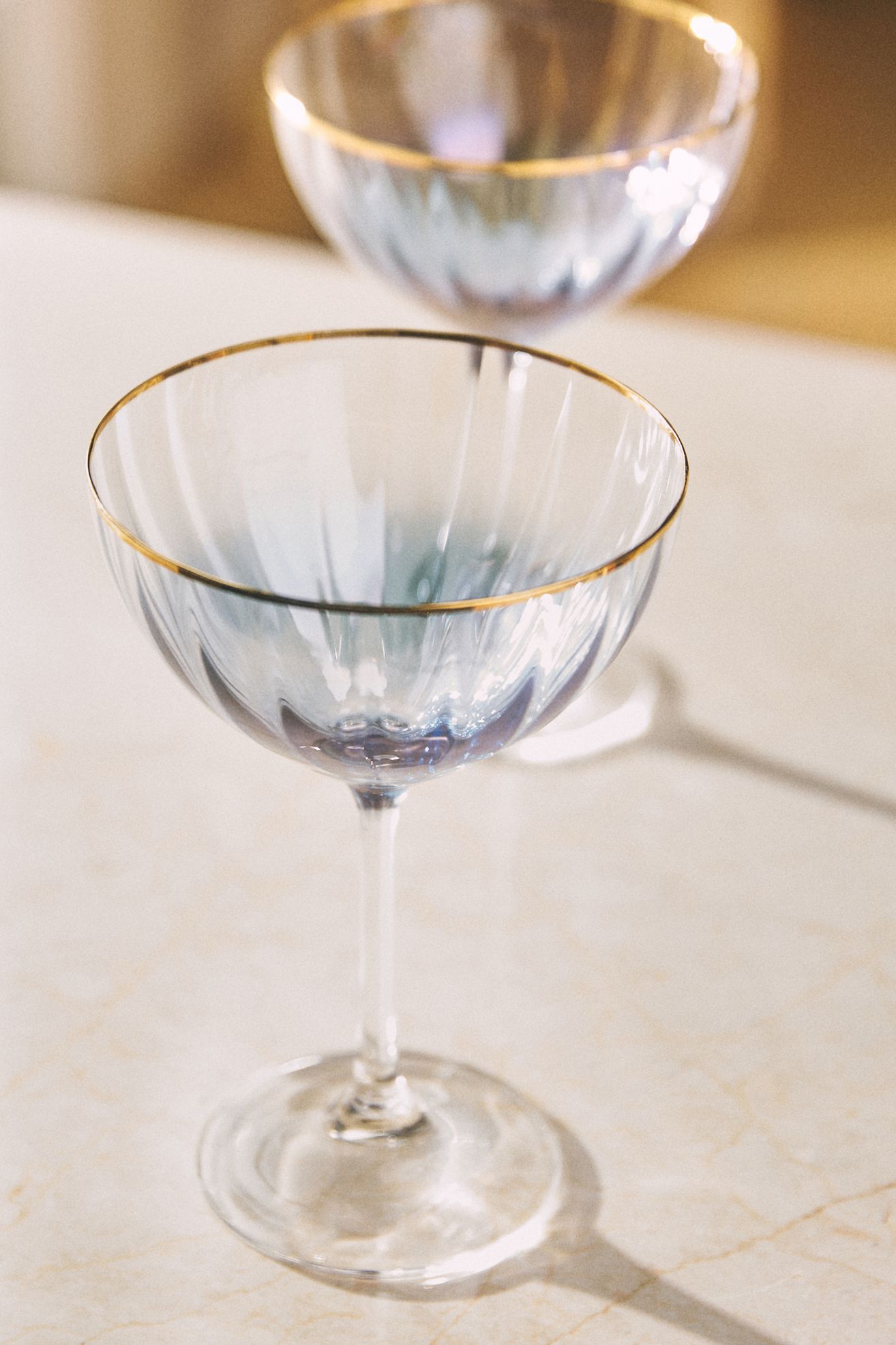 Waterfall Coupe Glasses, Set of 4 - BLUE, Standard, Set Of 4