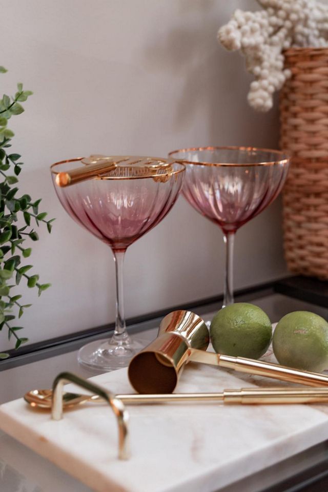 Waterfall 24k Gold Accent Coupe Glasses, Set of 4 #2