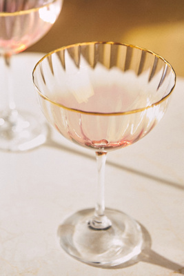 Waterfall Coupe Glasses, Set of 4 - Pink