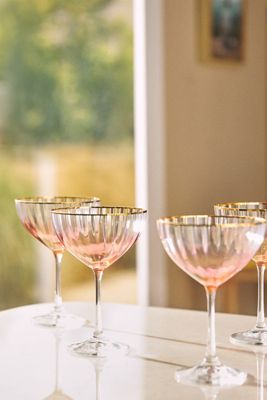 Waterfall Coupe Glasses, Set of 4