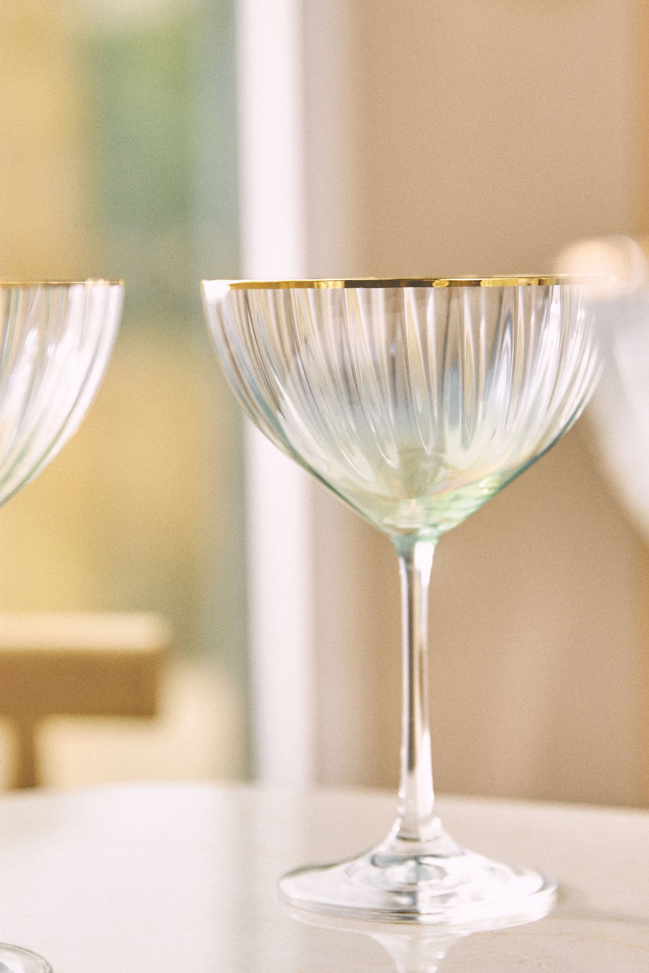 Waterfall Coupe Glasses, Set of 4 - Mint, Standard, Set Of 4