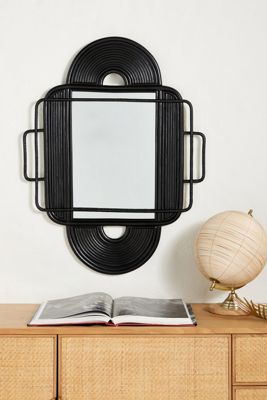 Sculpted Rattan Mirror