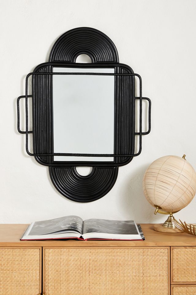 Sculpted Rattan Mirror