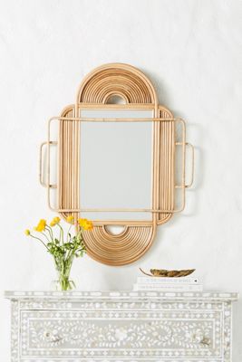 Sculpted Rattan Mirror