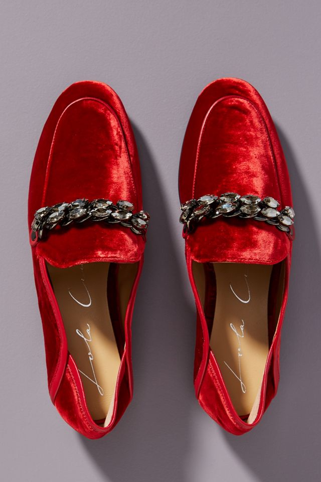 Lola Cruz Velvet Menswear Loafers #1