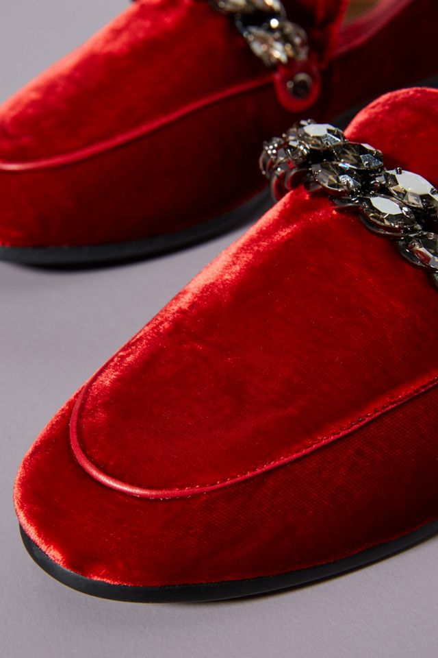 Lola Cruz Velvet Menswear Loafers #2
