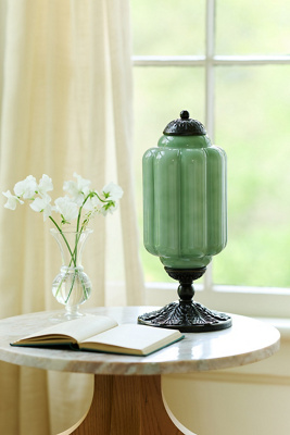 The Eloise Scallop Glass Lamp - Green/Brass