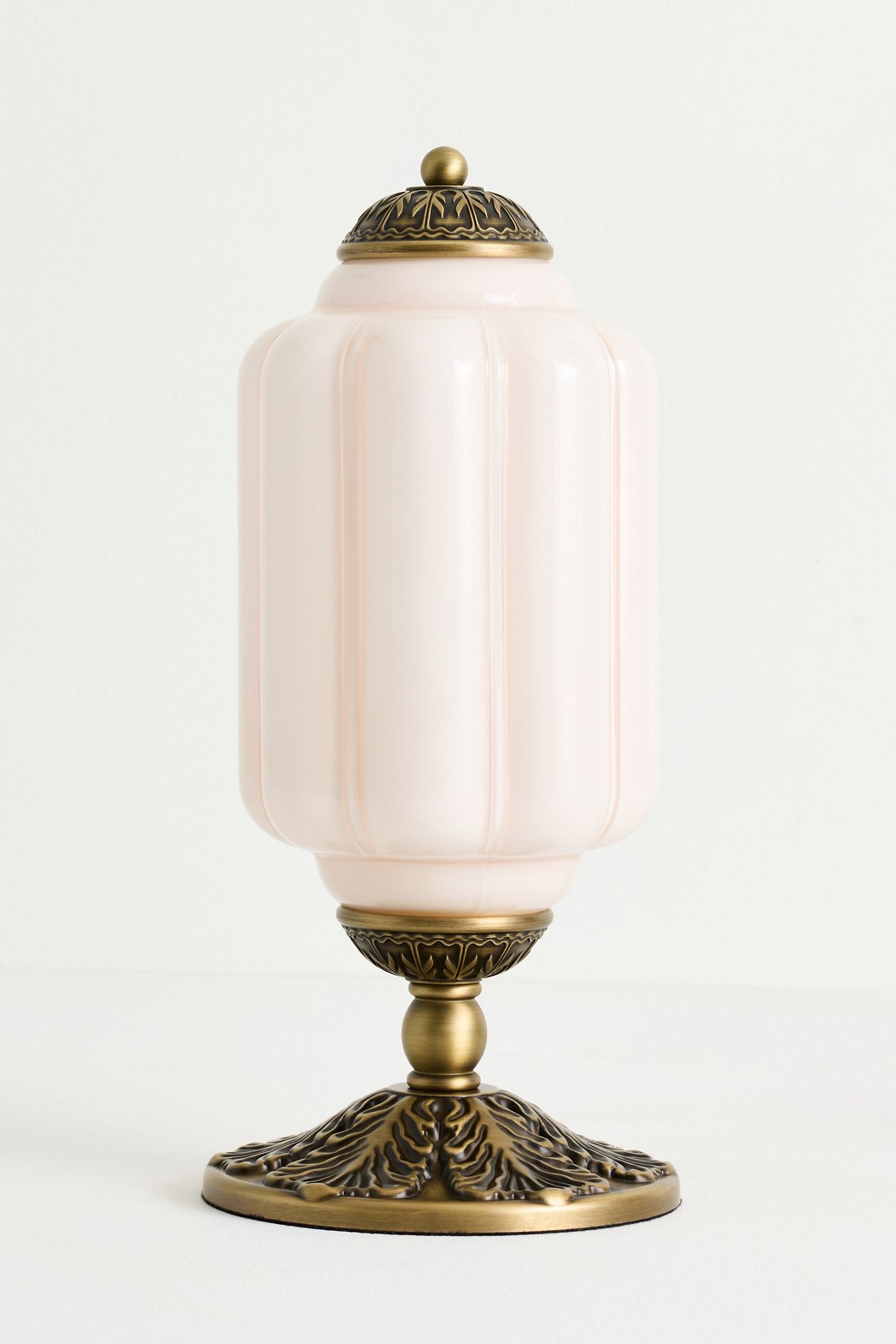 The Eloise Scallop Milk Glass Table Lamp - Blush Pink / Brass, Standard, One Size