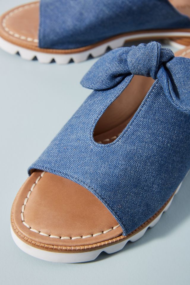 Bernardo Alice Denim Bow Slide Sandals