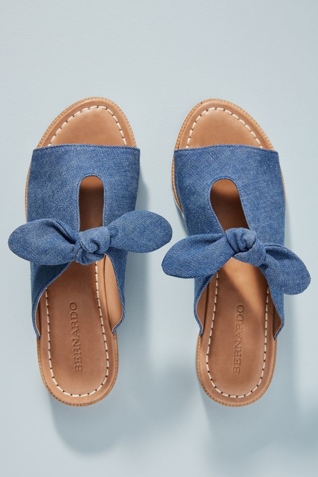 Bernardo Alice Denim Bow Slide Sandals