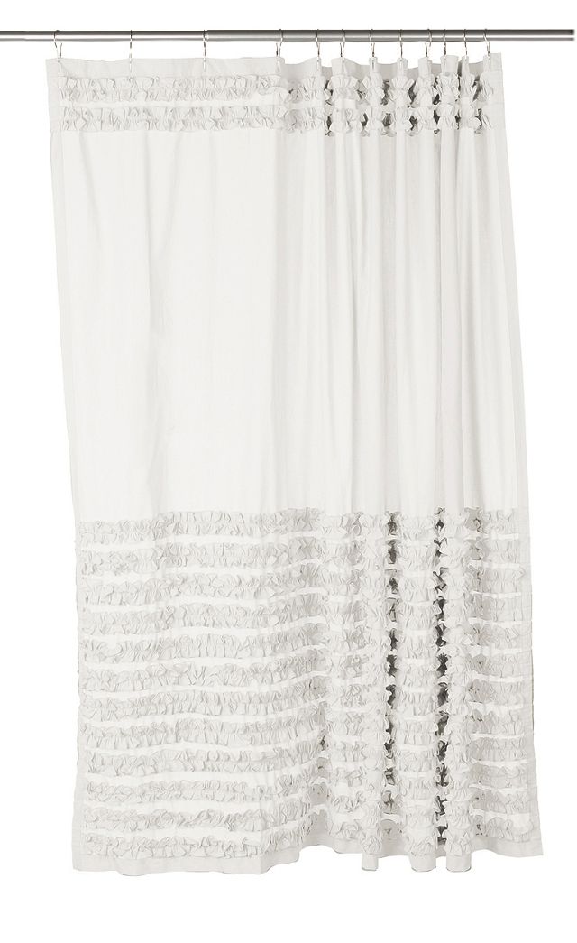 white ruffle shower curtain Anthropologie