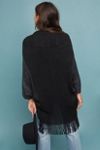 Contrast Crochet Trim Fringe Cocoon Kimono