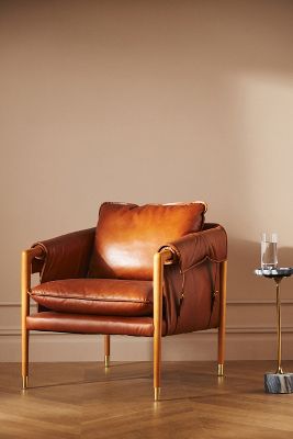 Havana Leather Chair Anthropologie, Leather And Wood Chairs