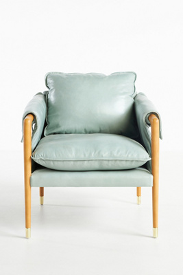 Anthropologie Havana Leather Chair In Green