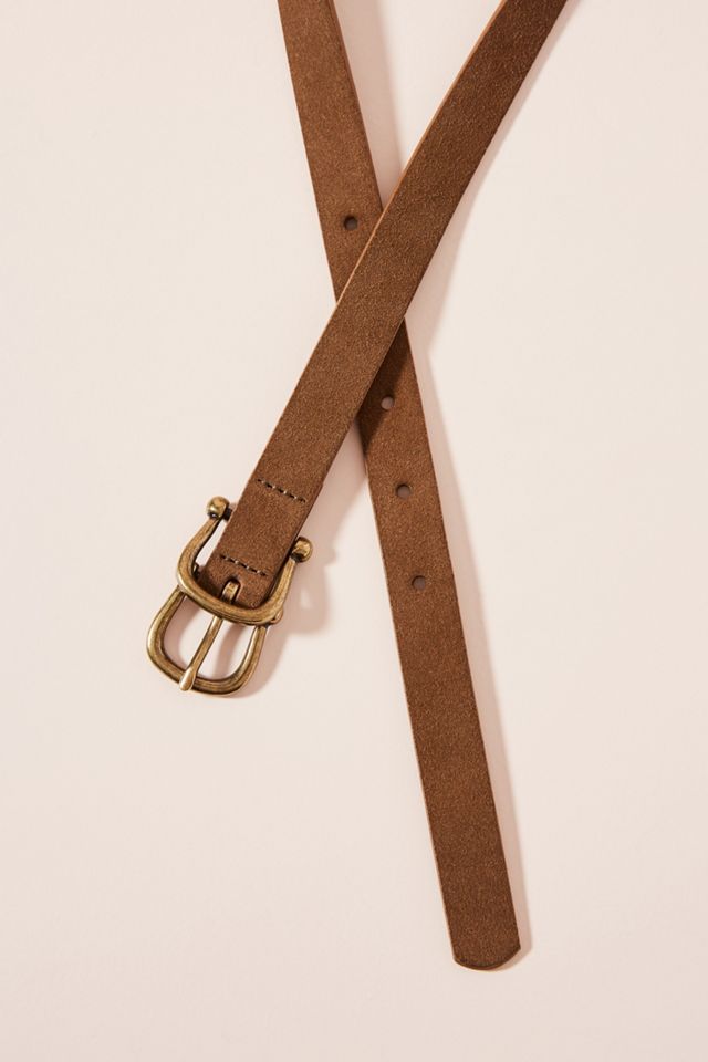 Double Buckle Thin Leather Belt #1