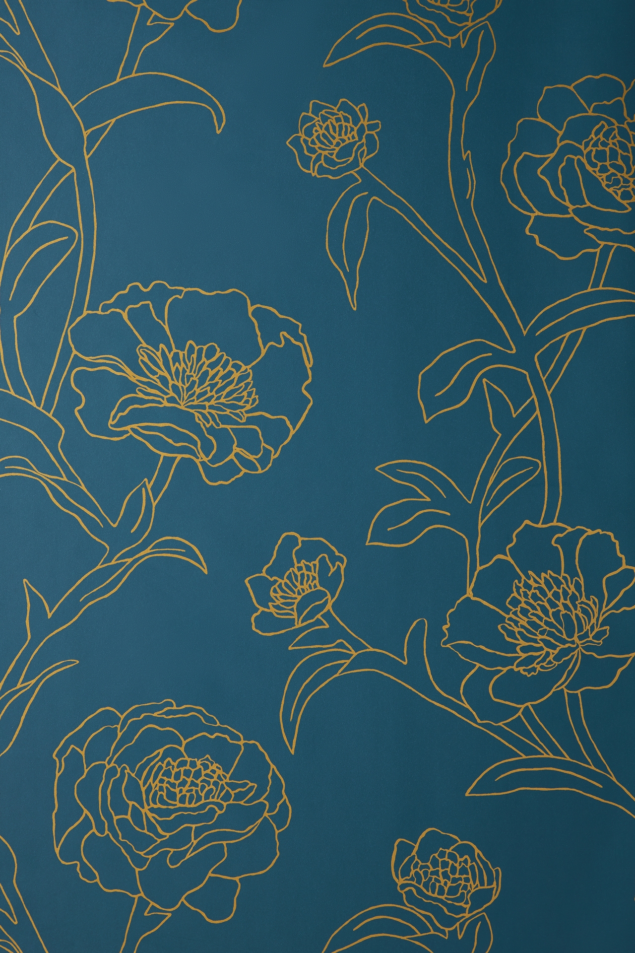 Gold Leaf Peonies Wallpaper