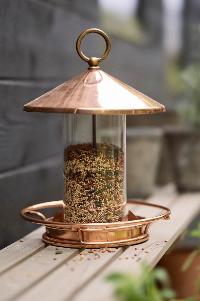 Short Solid Copper Bird Feeder #2