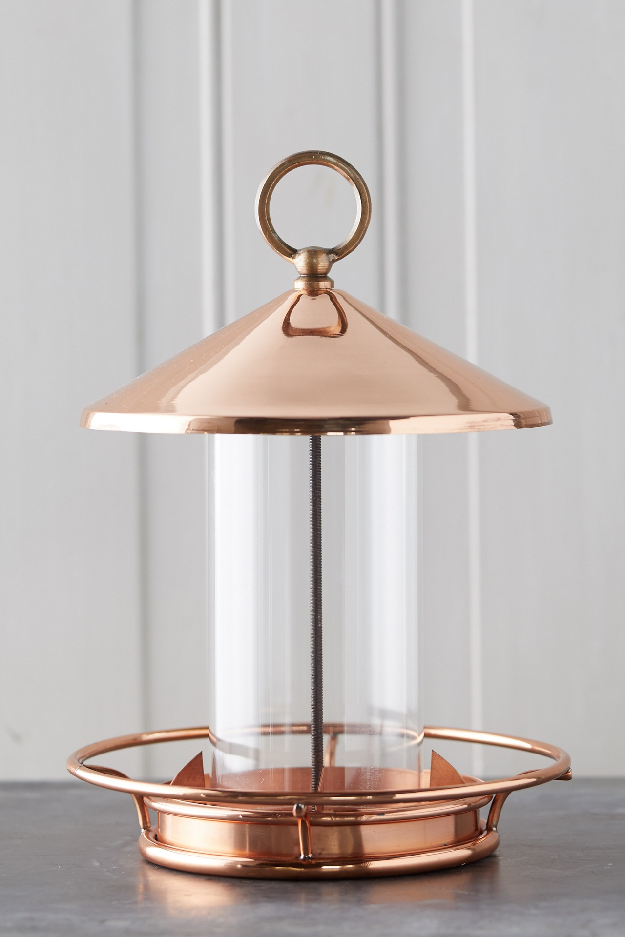 Short Solid Copper Bird Feeder