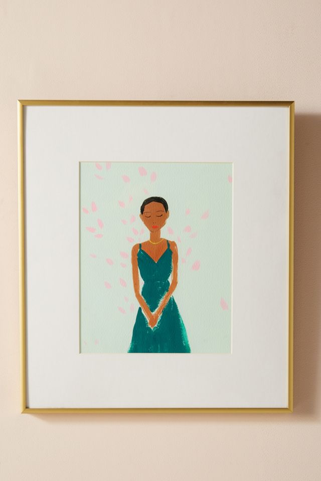 Girl with Pink Blossoms Wall Art #1