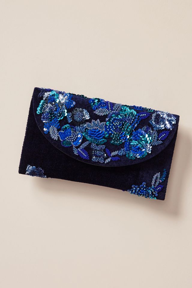Last Dance Embroidered Velvet Clutch