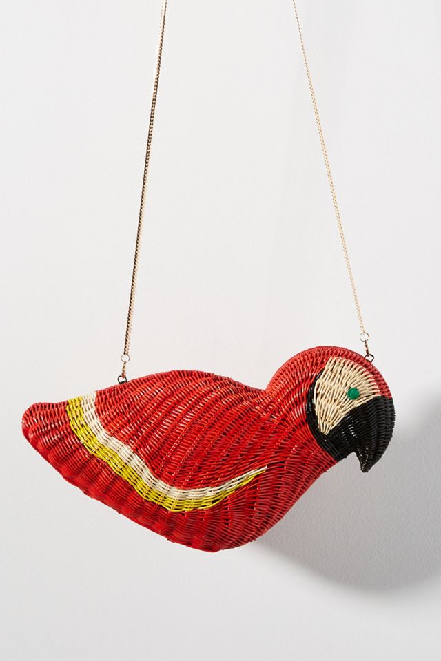 Serpui Marie Macaw Wicker Clutch
