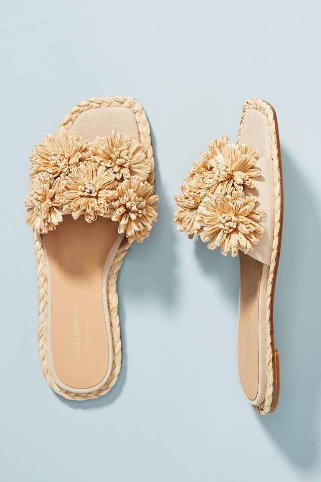 Raffia store slide sandals