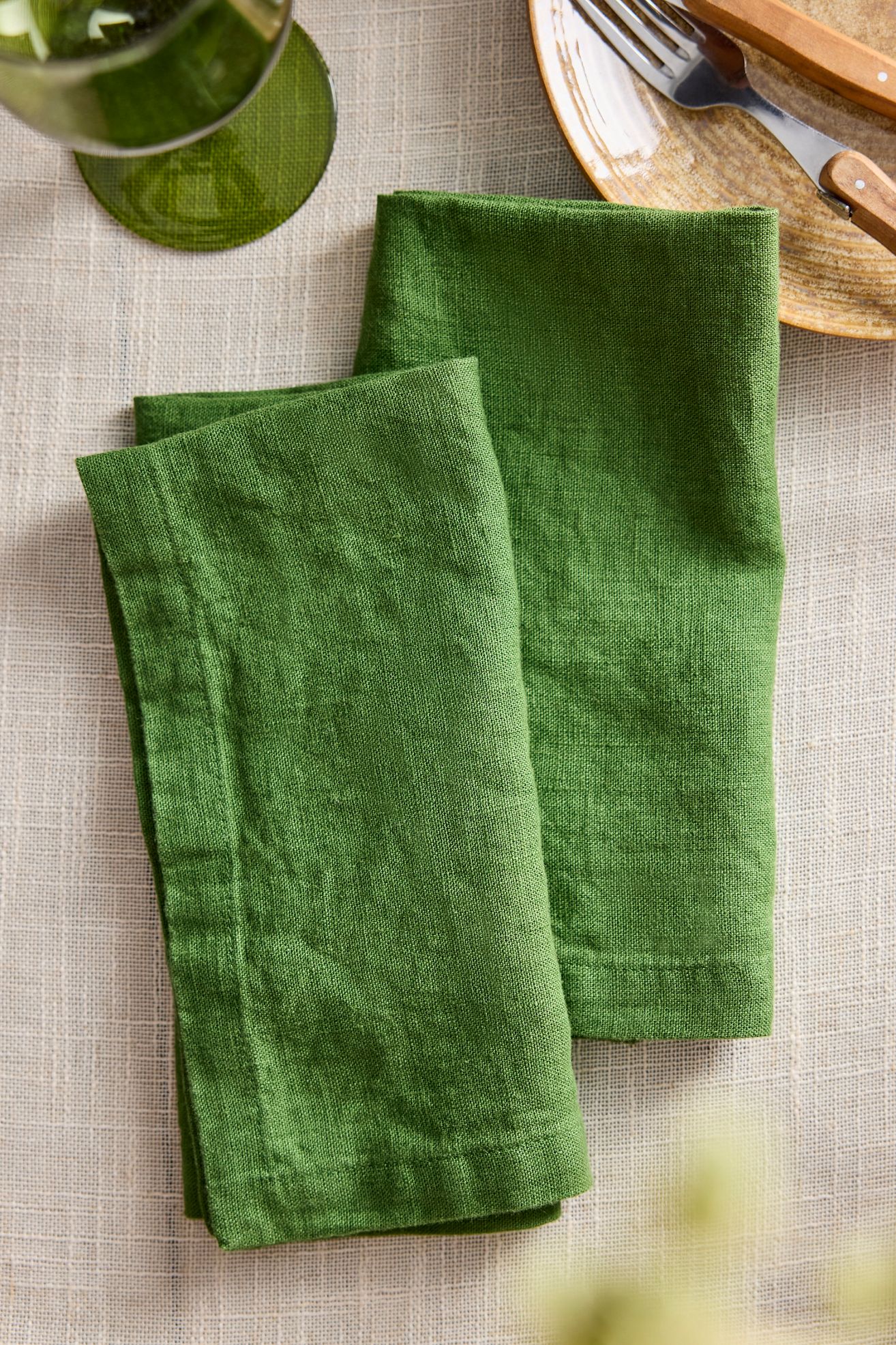 Lithuanian Linen Napkins, Set of 2 - Kelly, Standard, One Size