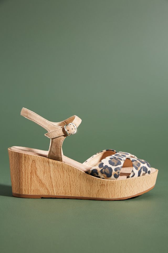 Maypol Leopard Print Wedge Sandals